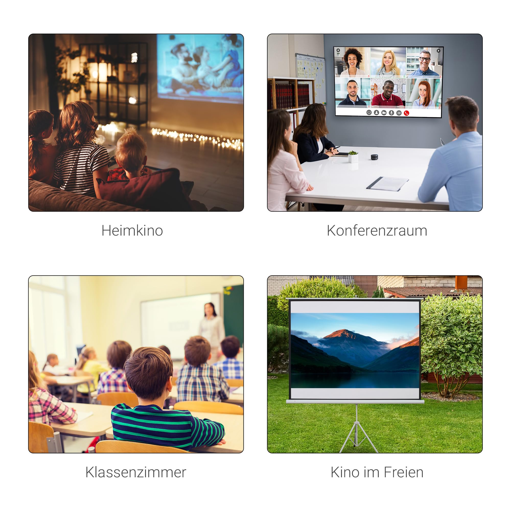 HOMCOM Beamer Leinwand mit Stativ 84 Zoll 4:3 Tragbar Projektor Leinwand Faltbare Stativ-Leinwände für Heimkino, Camping