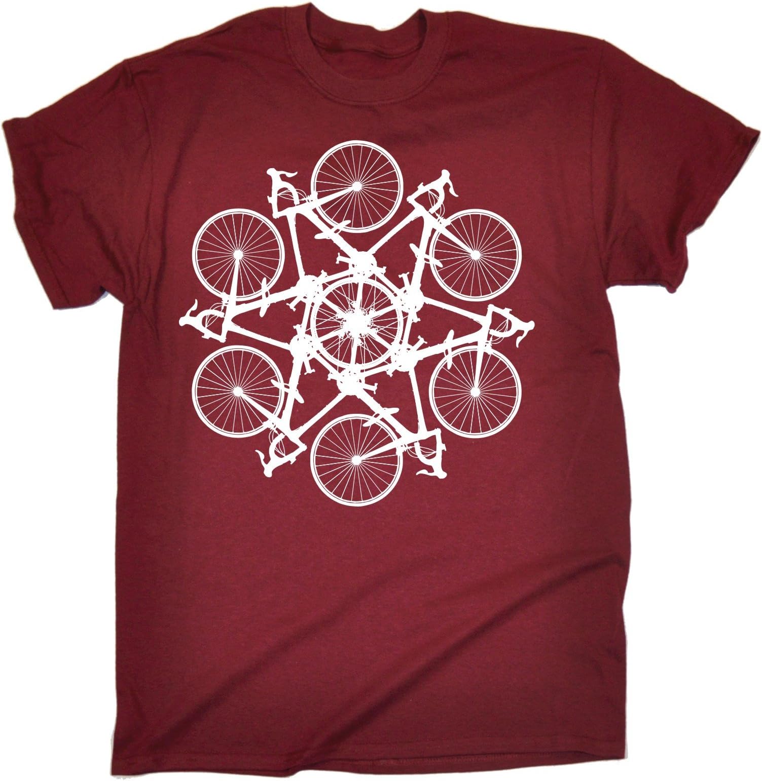 123t Slogans Men's BICYCLE CIRCLE ... KALEIDOSPOKE DESIGN (XXL - MAROON) LOOSE FIT T-SHIRT