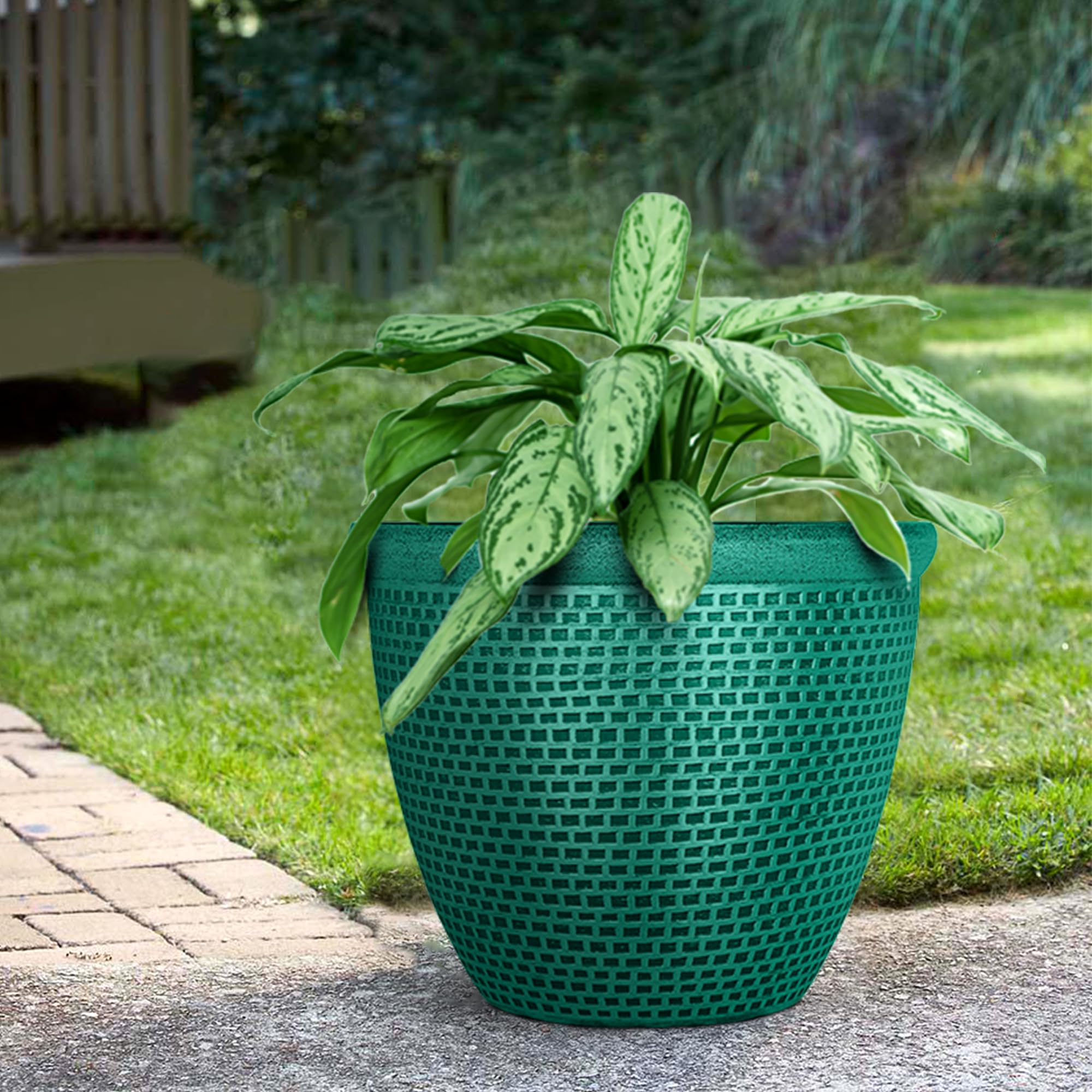 MantraRaj Flower Pot Set Of 2 Indoor & Outdoor Plastic Plant Pots With Drainage Holes Lightweight