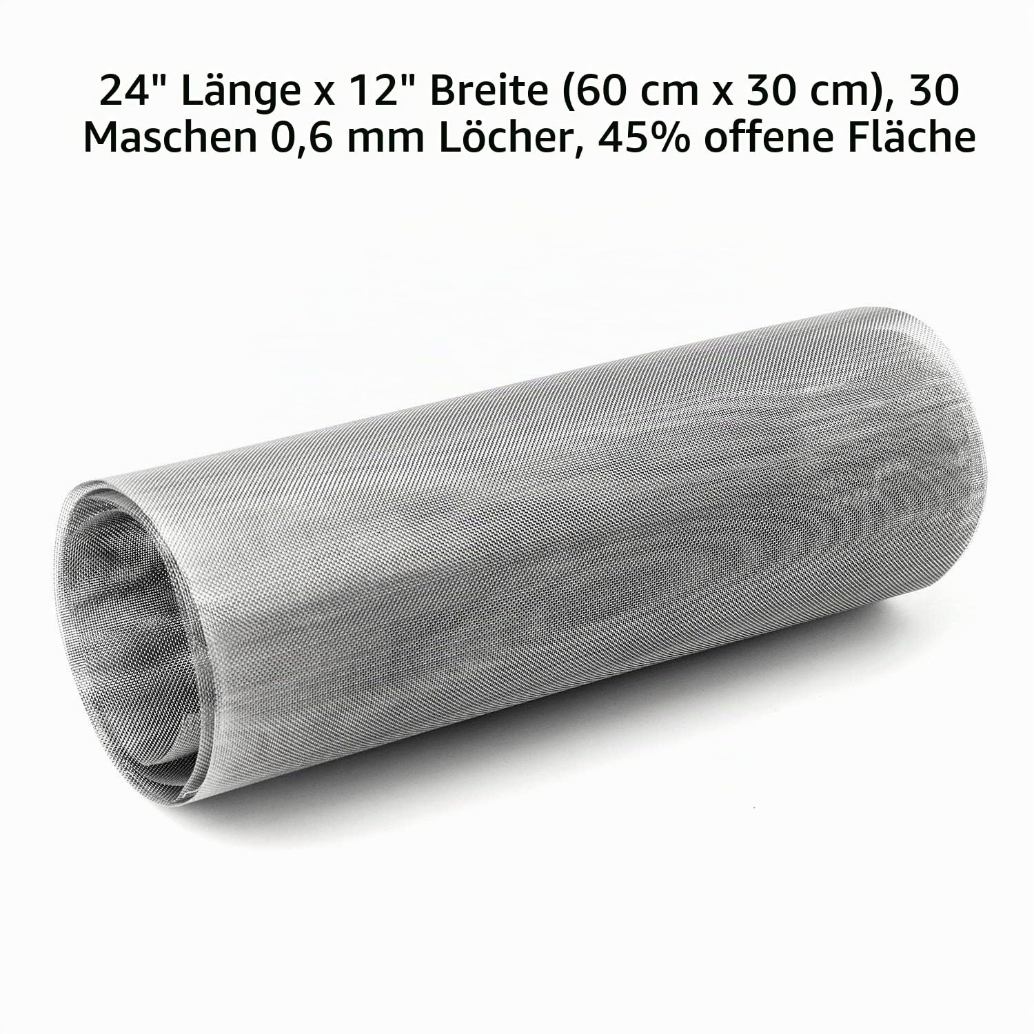 QWORK Drahtgeflecht, aus 304 Edelstahl, Wire Mesh 30 Mesh, 30 x 60 cm, metallgitter feinmaschig, 0.6 mm Löcher, für Nagetiere Fenstergitter Maschendraht Filternetz, 2 Stück