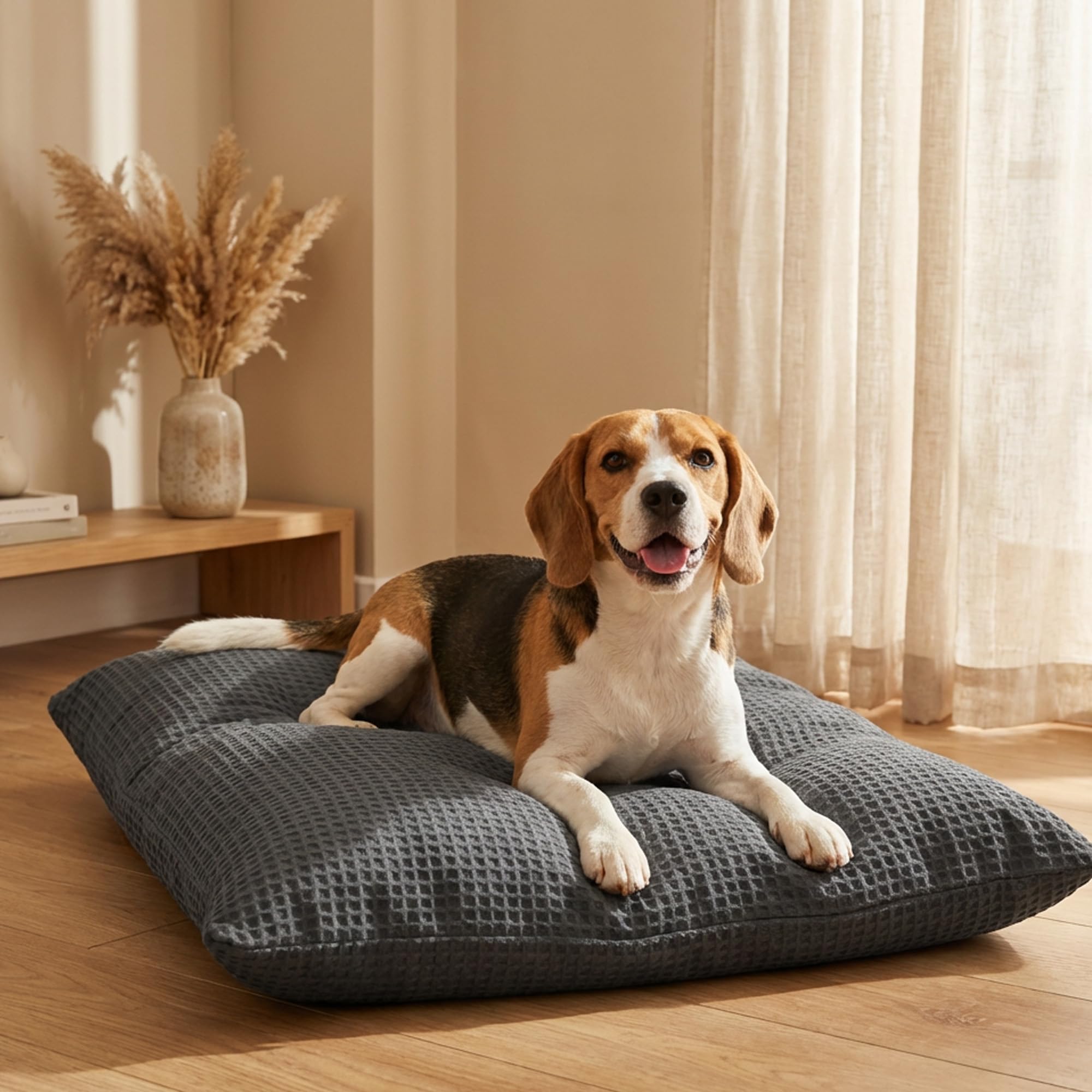 SleepyCat Original Dog Bed | Cozy & Durable Shredded Foam Cushioning | Lightweight & Portable | Scratch, Water & Chew Resistant Fabric | Machine Washable Cover | (Grey, Medium, 36 x 26 inches)-image-6