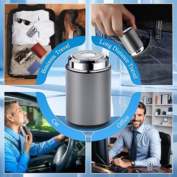 Mini Electric Shaver, Portable Mini Electric Shaver, Pocket Size MiniElectricShaver for Men, USB Rechargeable Waterproof ShaverElectric Beard Trimmer for Car, Office, Business Trip (Silver)