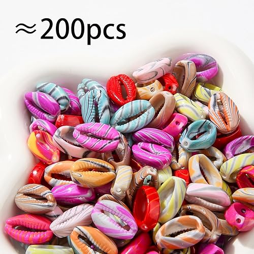 Miniatura 2 de 200 cuentas acrílicas de conchas de color, cuentas temáticas de océano y mar, cuentas de verano Hawaii para hacer joyas, kit de cuentas, pulseras,