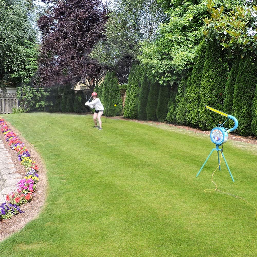 Jugs Small-Ball Pitching Machine with 2-Dozen Small-Balls—1-Dozen White and 1-Dozen Vision-Enhanced Yellow. Hitting Big. Throws fastballs or Overhand Curves, JUGS Blue : Sports & Outdoors