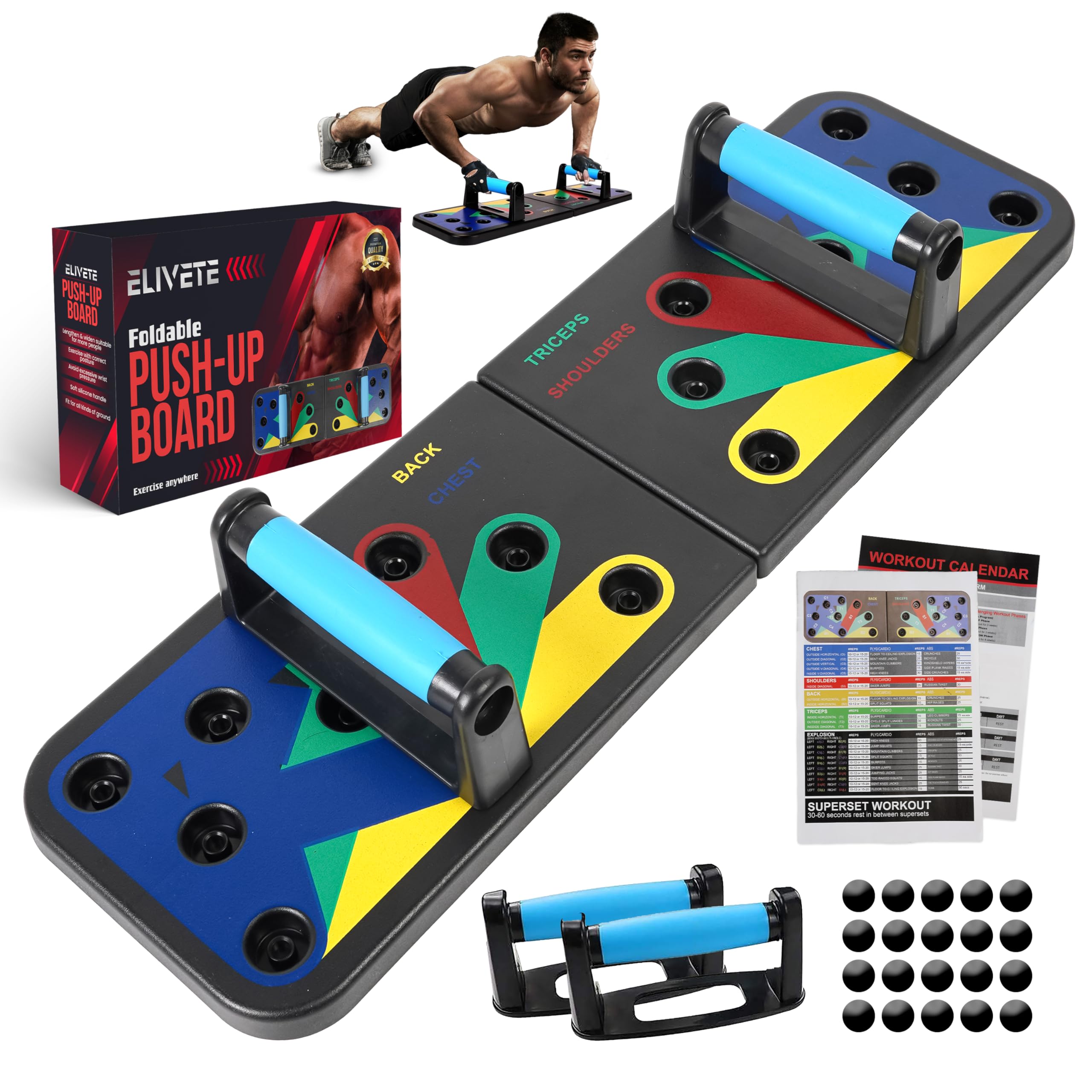 Push up Board for Men & Women | Multi-Function Foldable Pushup Board | Muscle max Push Up Board for Floor Home Workout Equipment | Fitness & Strength Training Equipment