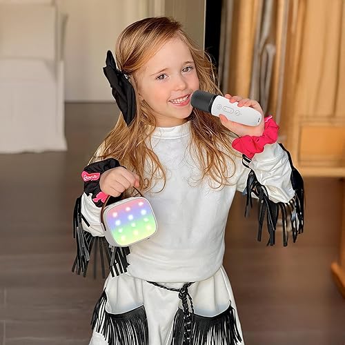 Miniatura 9 de Mini máquina de karaoke para niños y adultos, altavoz Bluetooth portátil con 2 micrófonos inalámbricos, juguetes regalos de cumpleaños para niñas de