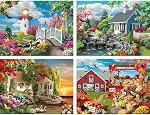 Bits and Pieces - 4-in-1 Multi-Pack - 500 Piece Jigsaw Puzzles for Adults-Each Measures 16" x 20" (46cm x 61cm)-Scenic Beauty by Artist Alan Giana