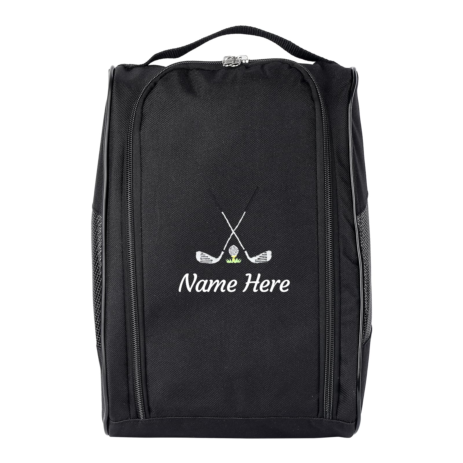 Personalized Custom Embroidered Name Golf bag Shoe Bag Gift For Golf Lover Dad (black)