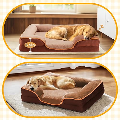 Miniatura 2 de DUMOS Cama ortopédica para perro, cama lavable para perros con funda extraíble, cama impermeable para perros de tamaño mediano, cama de espuma