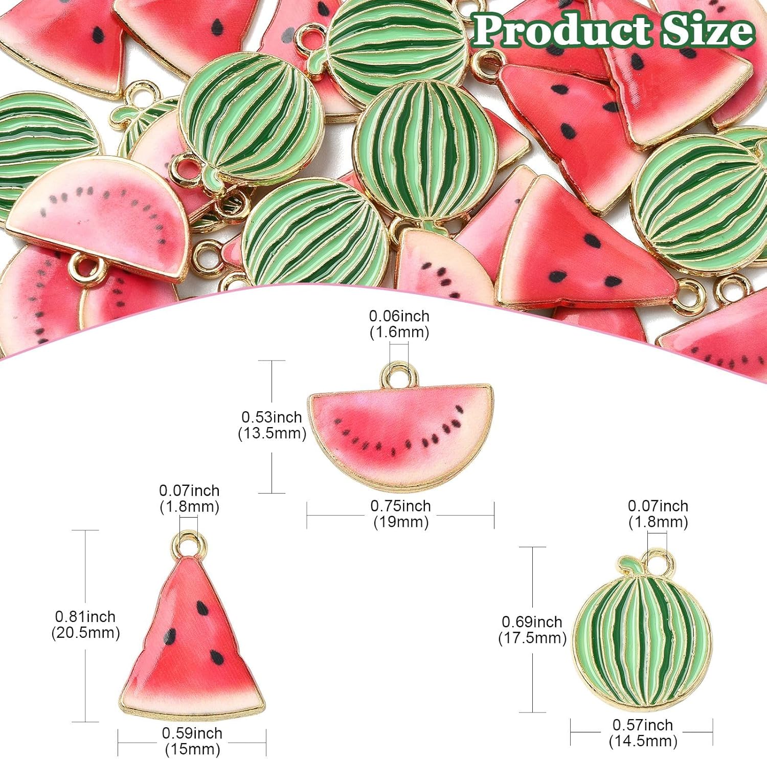 KitBeads 30Pcs 3 Styles Watermelon Slice Charms Summer Fruit Charms Enamel Red Watermelon Charms for Jewelry Making Bracelets Necklaces Crafts - Image 2
