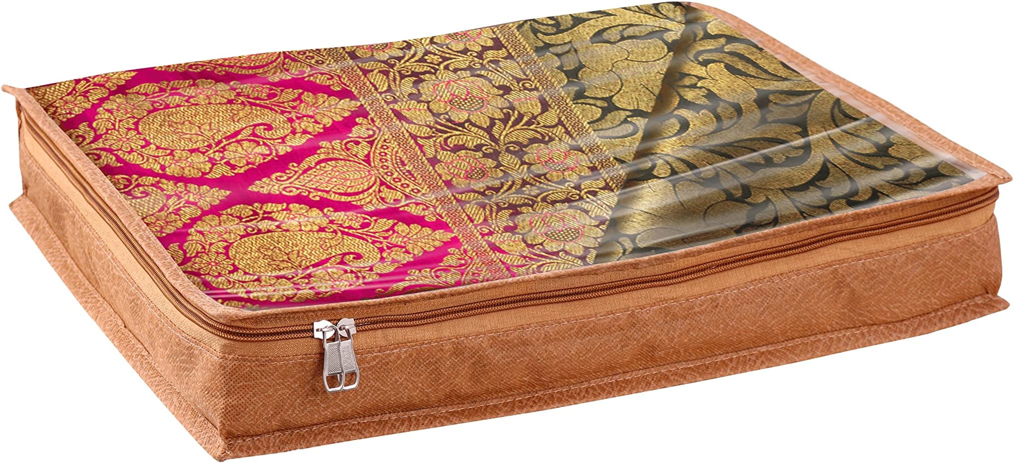 JD FRESHJD FRESH Pack of 1 Peice Saree Covers With Zip Saree Bags Storage Sari Cover Bags Cotton Saree Cover Saree Organizer For Wardrobe Saree Pouches For Storage Sari Bags (Size 16.5 x 13 x 3 Inch)