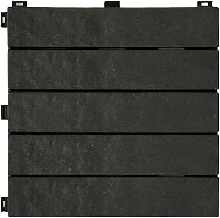 EcoTrend 24-Pack 12”x12” Interlocking Deck Floor Tiles, Slate Black – Ru...