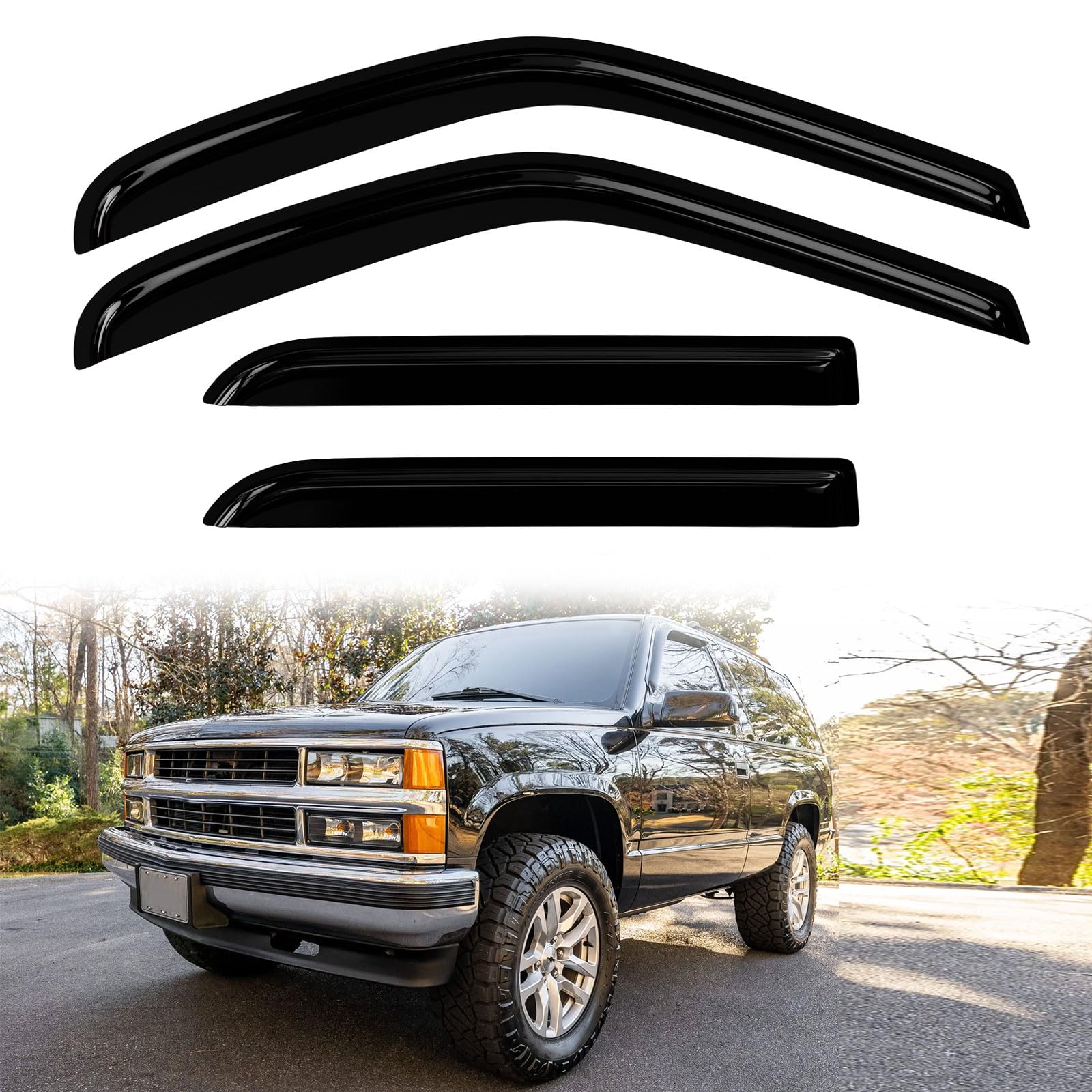Window Visors Rain Guards for Chevy Tahoe 1995-2000 Window Vent Wind Deflectors Visors Shades for GMC Yukon 1995-2000