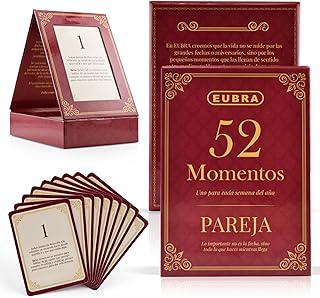 52 Momentos Pareja • Ritual Semanal 52 Tarjetas con Reflexiones y Retos • Caja Atril Decorativa • Regalo Original Aniversario Boda Matrimonio San Valentín Novios Hombre Mujer Amor Conexión