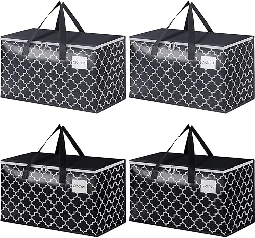 Miniatura 11 de Bolsas de mudanza extra grandes, bolsas de almacenamiento resistentes con cremallera superior y asas resistentes, suministros de mudanza