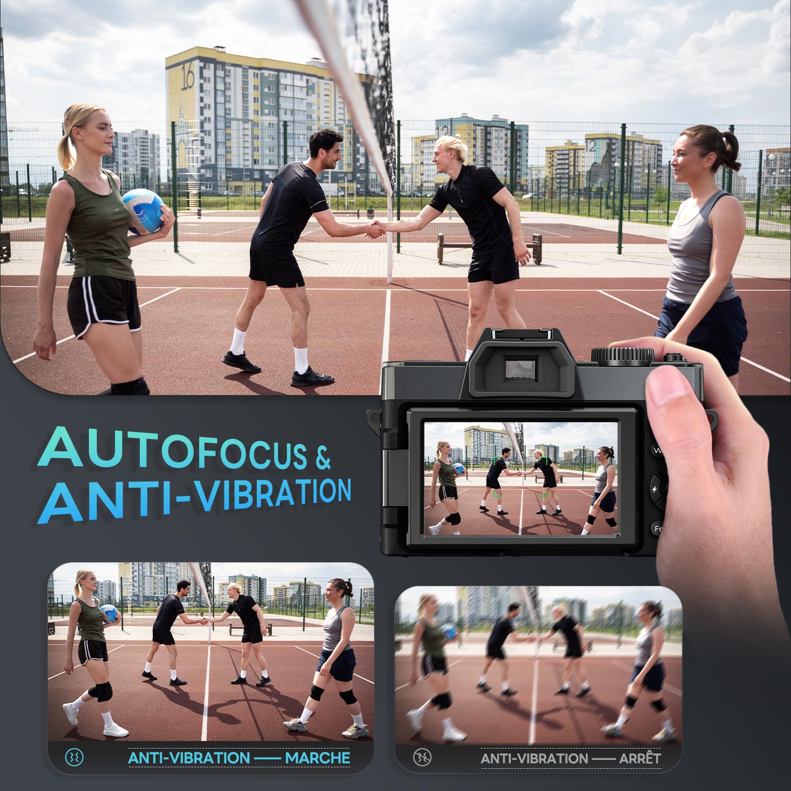NBD 5K 64MP Appareil Photo numérique avec autofocus, Zoom numérique 16x, Écran IPS 3" 180°, WiFi + Lentille Grand Angle/Macro + Micro Externe + Carte 64GB + 2 Batteries (Noir)