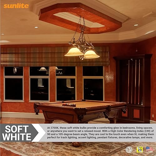 Miniatura 5 de Sunlite 81487 Bombilla LED BR40 reflectora, 12 vatios (equivalente a 85 vatios), 120 V, 1150 lúmenes, base E26 media, 90 CRI, regulable, compatible