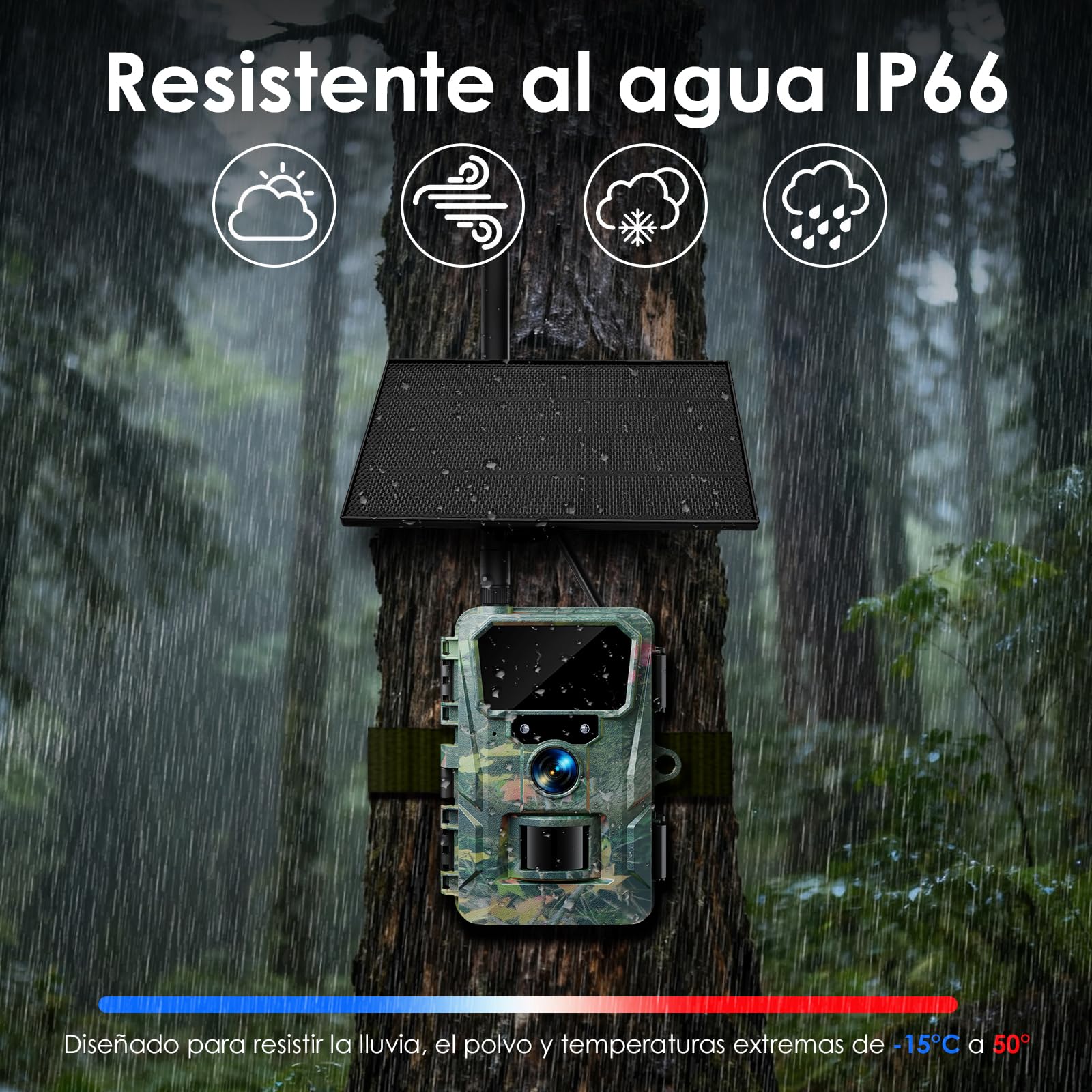 WOLFANG Cámara de Caza 4G, Cámara Fototrampeo 48MP 2K, 5200 mAh Batería, Nocturna 850 NM LED IR con 0,2 s Activación, Cámara Caza Impermeable IP66 para Vida Silvestre