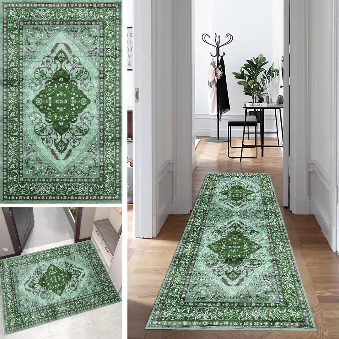 Läufer Teppich Vintage Läufer Flur Bunt Waschbar Lang Kücheläufer Schlafzimmer Teppich Läufer rutschfest 70x240cm Dauerhaft Läuferteppich Flurläufer Korridor Polyester Meterware