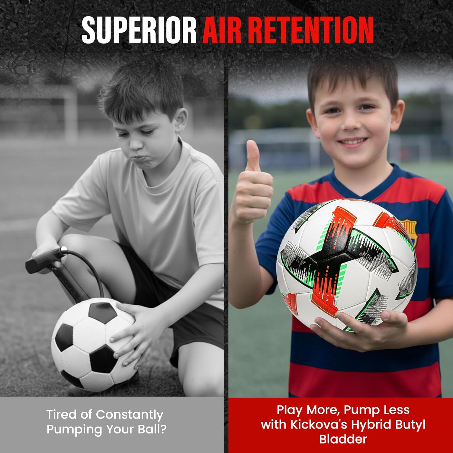 Professional Soccer Ball Size 4 & 5 – Seamless Training & Match Ball for Youth, Kids & Adults, Waterproof Synthetic PU Leather, Superior Air Retention