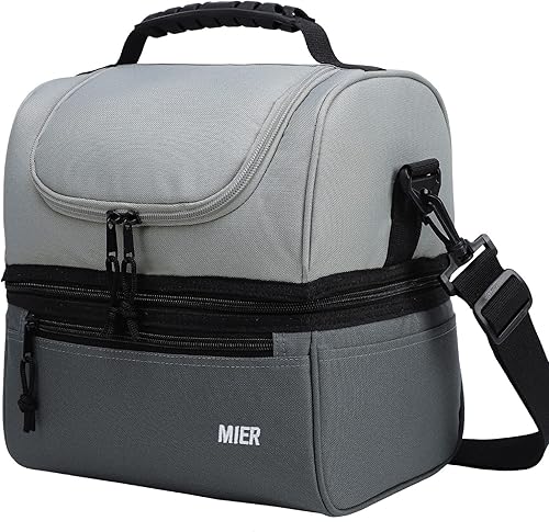 Miniatura 12 de MIER Lonchera Aislada de Doble Compartimento Bolsa de Almuerzo Hielera a Prueba de Fugas para Hombres Mujeres Adultos Trabajo, Verde Militar, Verde