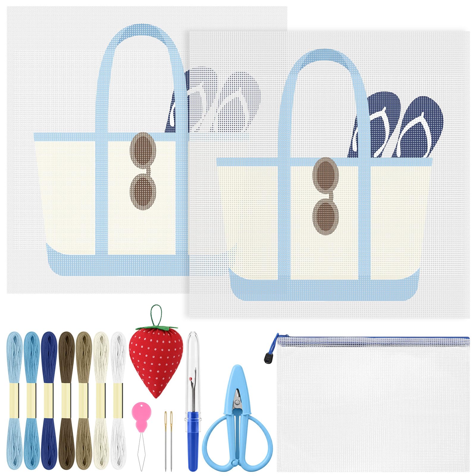 XunYee 26 Pcs Beach Tote Needlepoint Kit for Beginners Adults Starters