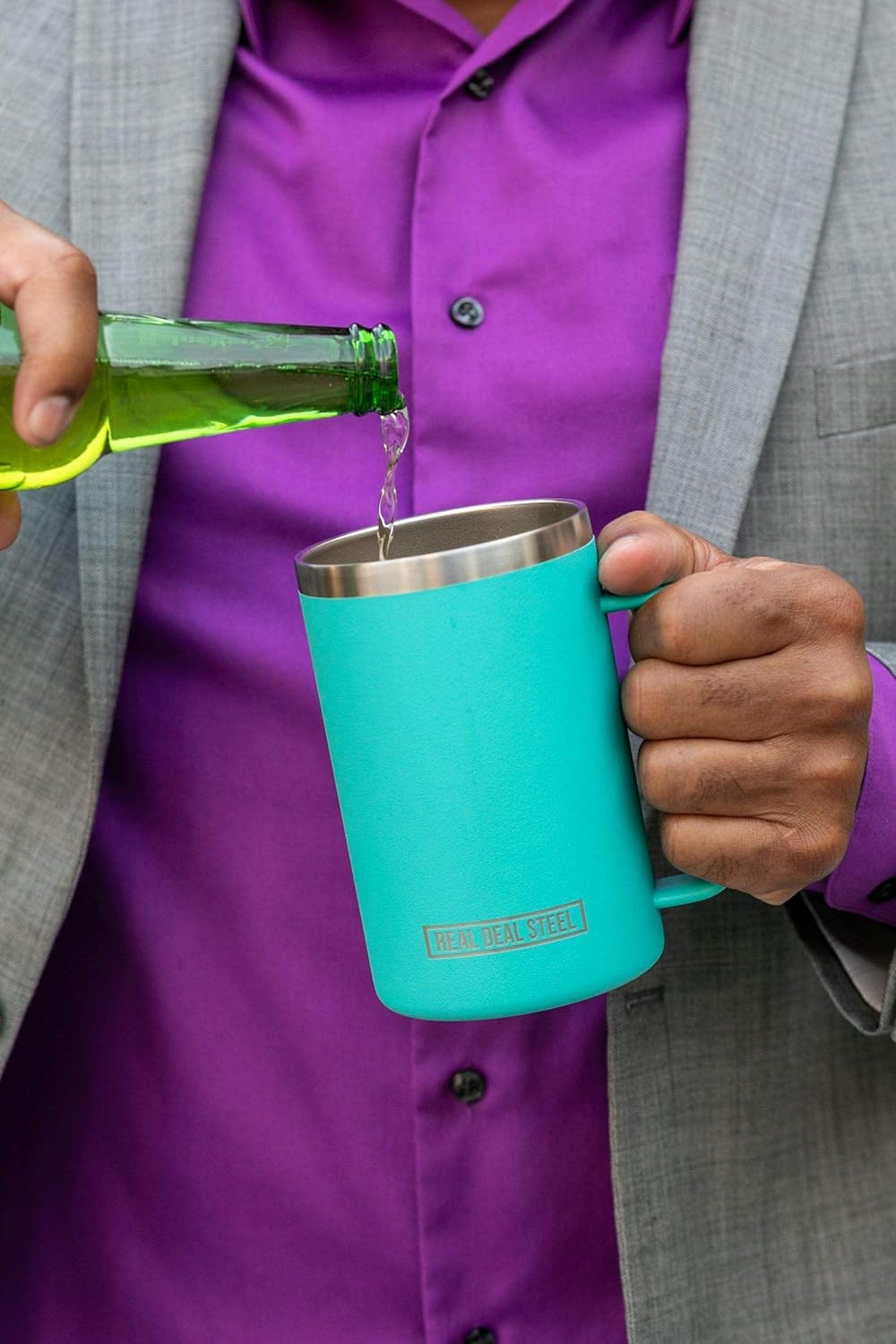 Insulated Mug with Handle and Lid - Stainless Steel Vacuum Coffee Cup, Set of 2, 20 oz - Large Double Wall Coffee or Tea Cup, Thermal Camping Mug Keeps Drinks Hot, That Keeps Beer Cold - Image 6