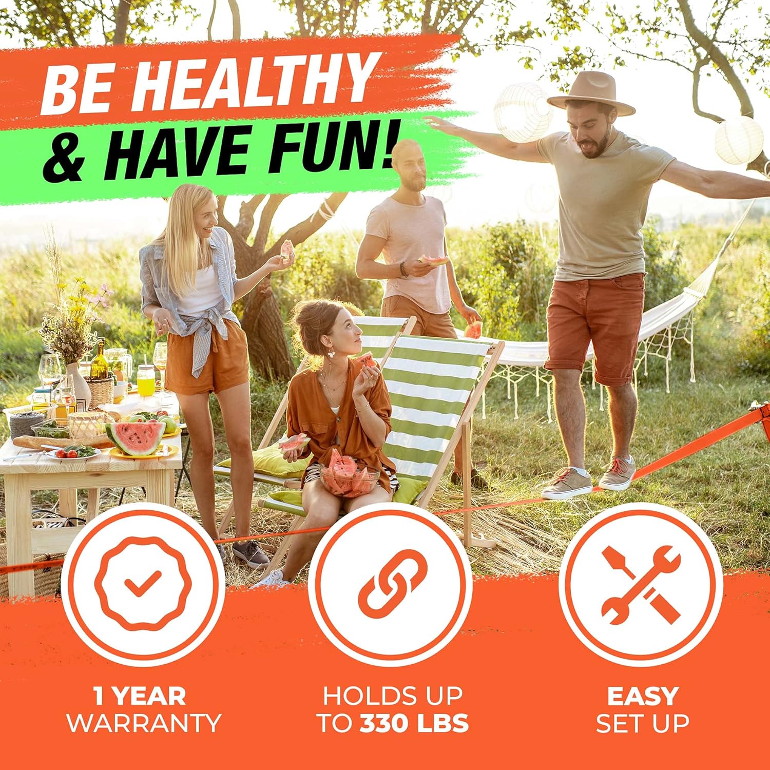 Trailblaze Slackline Kit with Tree Protectors & Training Line | Slack Lines for Backyard for Kids and Adults | Tight Rope Line for Beginners Kids Slack Line Set, Double Slack Lines 60ft : Sports & Outdoors