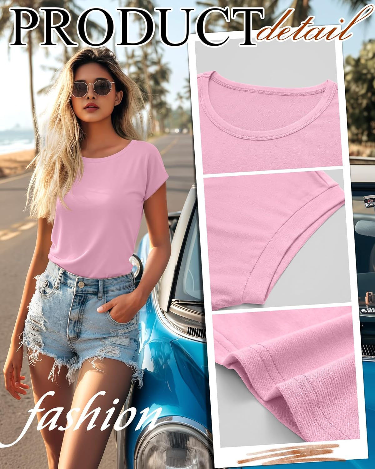 Huukeay 3 Pack Women's Cap Sleeve Tops Basic Tee Shirts Summer Casual Crew Neck Trendy Clothes 2026 Fashion - Image 4