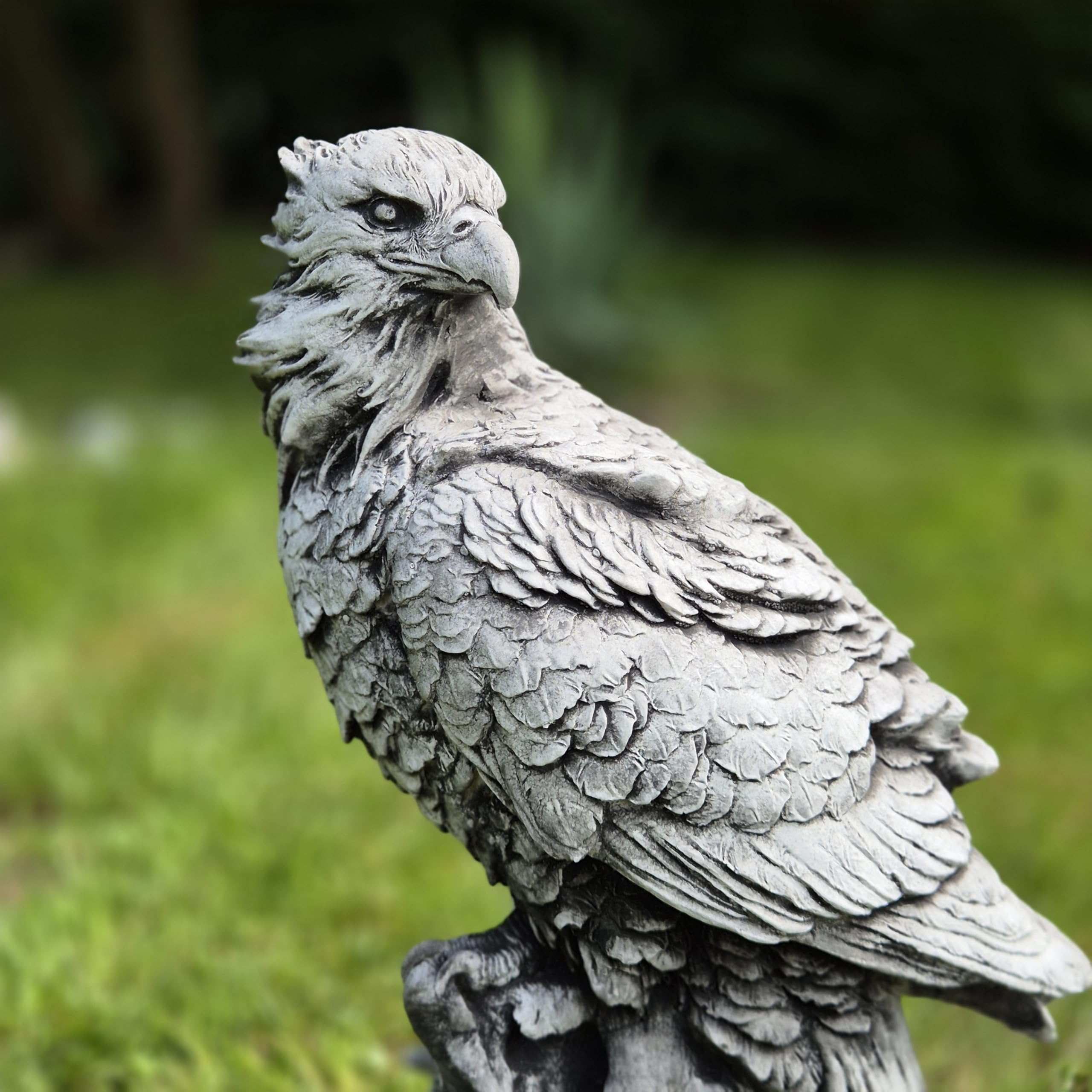 Abriq Aquila sulle rocce, decorazione da giardino realistica in pietra grezza resistente alle intemperie, antigelo per esterni, statua di aquila sulla roccia, aquila reale, altezza: 34 cm, 6 kg