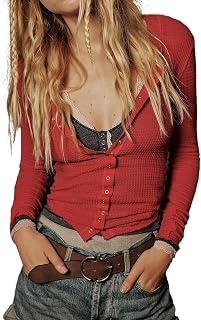 Foidiccx Womens Button Front Closure Fitted Stretchy Long Sleeve Waffle Cardigan Shirts Y2k Going Out Cute Crop Tops