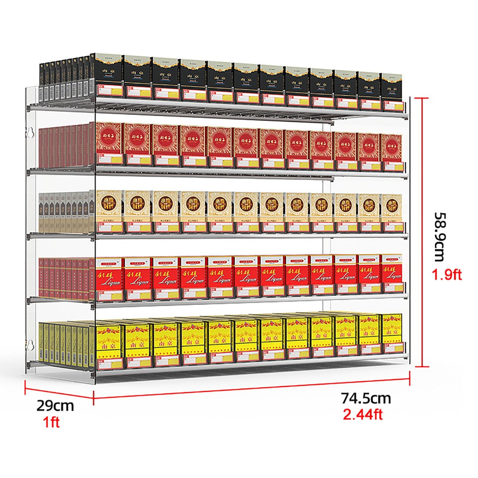 Generisch Verkaufsregale, rechteckiger Zigarettenetui-Halter, automatischer Zigarettendrücker, Zigarettenpräsentationshalter, Wand-Zigarettenständer (Farbe: Transparent, Größe: 38,5 x 29 x 4