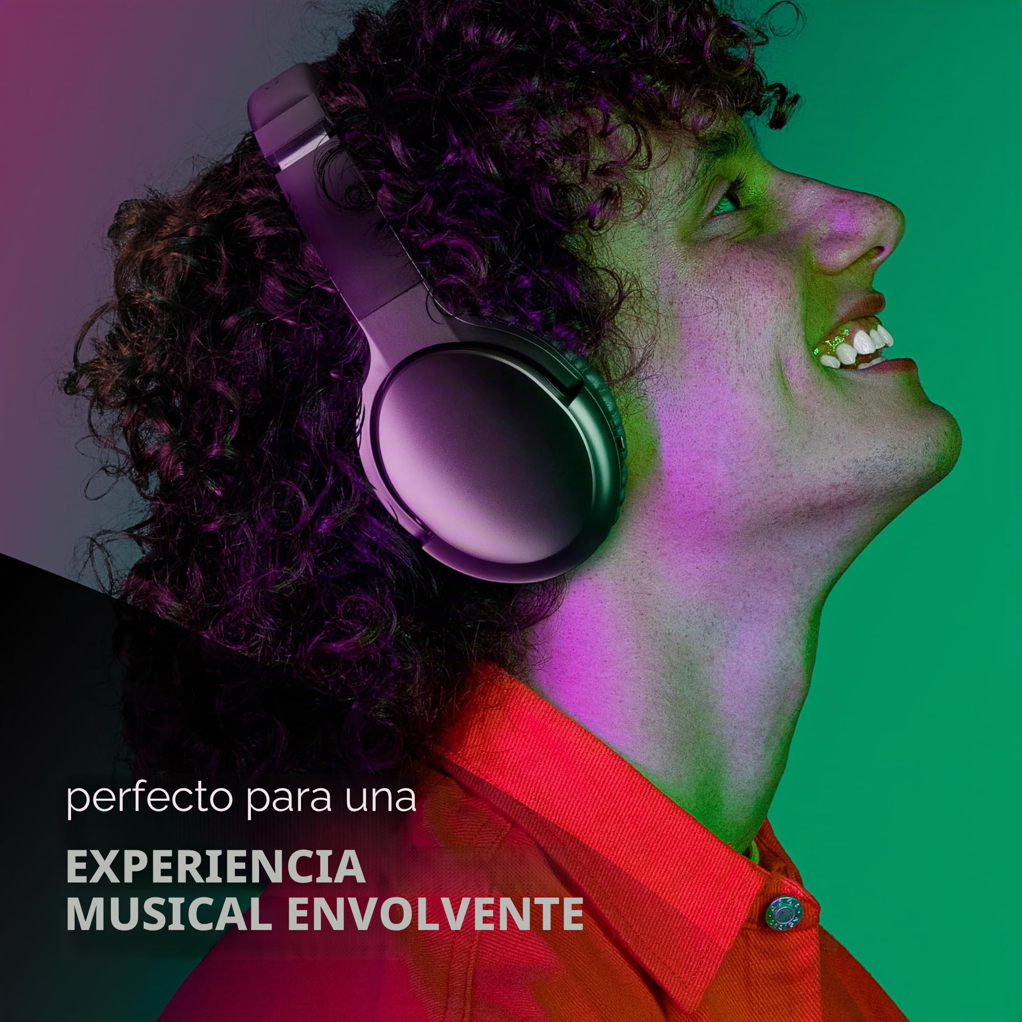 Music Sound - VIBRA - Auriculares Bluetooth inalámbricos con tecnología Active Noise Cancelling - Eliminan el Ruido Ambiental - Diadema Ajustable - 35 Horas de autonomía - Negro