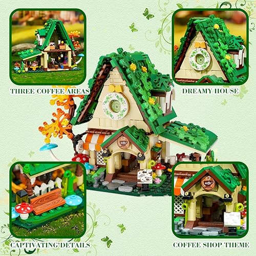 Miniatura 3 de QLT Dreamy House - Juego de construcción de juguetes My Fairy Tale City Street Coffee Shop, compatible con Lego, encantador regalo en una hermosa