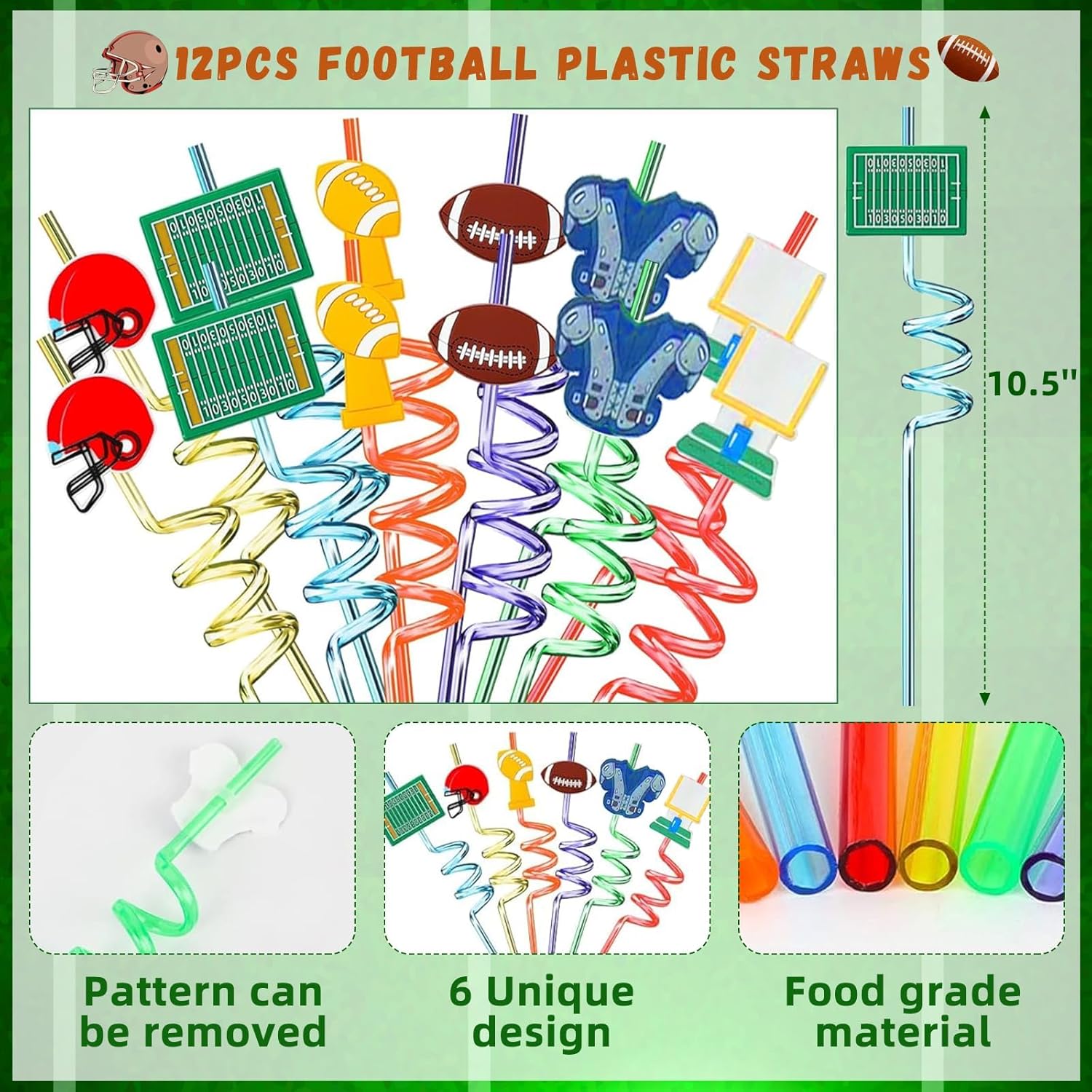 134 Pcs Football Party Favors Set 12 Silicone Bracelet 12 Whistles 12 Keychains 12 Slap Bracelet 12 Tattoo Stickers 12 Plastic Straws 12 Gift Bags 50 Football Stickers for Football Party Supplies - Image 2