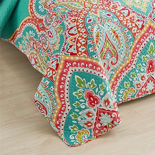 Miniatura 5 de MERRY HOME Juego de edredón tamaño King, juego de edredón de 3 piezas con 2 fundas de almohada, juego de edredón reversible bohemio, suave y ligero,