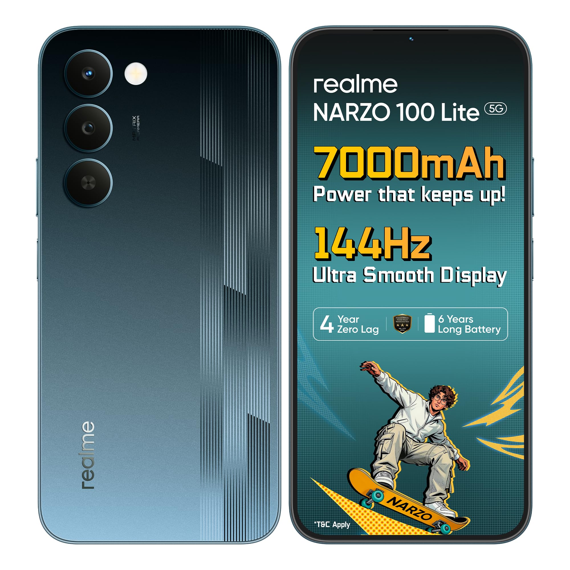 realme narzo 100 Lite 5G (Thunder Black,6GB+128GB) | 7000mAh Titan Battery | 4 Years, Zero Lag | 144 Hz Ultra Smooth Display | 6 nm Octa-core 5G Chipset | Color Pop Design | VC Cooling-image-17