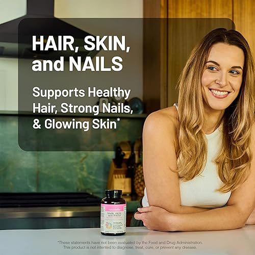 Miniatura 2 de NatureWise Vitamina para el cabello, piel y uñas, biotina 5000mcg con ácido hialurónico, colágeno para mujeres con C, complejo B, D3, A, E, hierro -