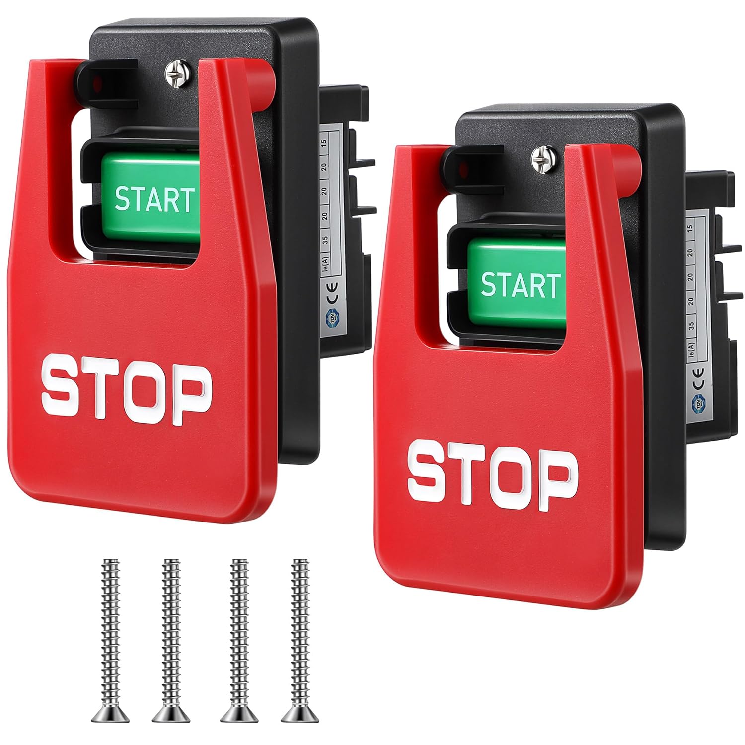 Dreyoo 2 Pack 120v/230v Single Phase On/Off Switch, Efficient Switch On Off, Safety Paddle Switches with Large Stop Sign Paddle Easy Contact for Fast Power for Table Saw, Woodworking Tools