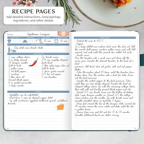 Vista 73 de Legend - Libro de recetas familiar en blanco para escribir tus propias recetas, diario de cocina vacío, cuaderno de cocina personalizado, tapa dura