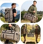 3 en 1 Sac à dos de sac à bandoulière pour hommes femmes 50L Sac de gym & Sac à dos sport avec compartiment de chaussures & Wet Pocket Weekender sac de nuit pour Voyage fitness entraînement Camping, café