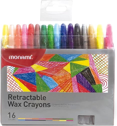 Monami CRA7935 Retractable Wax 16 Crayons, Multicolor