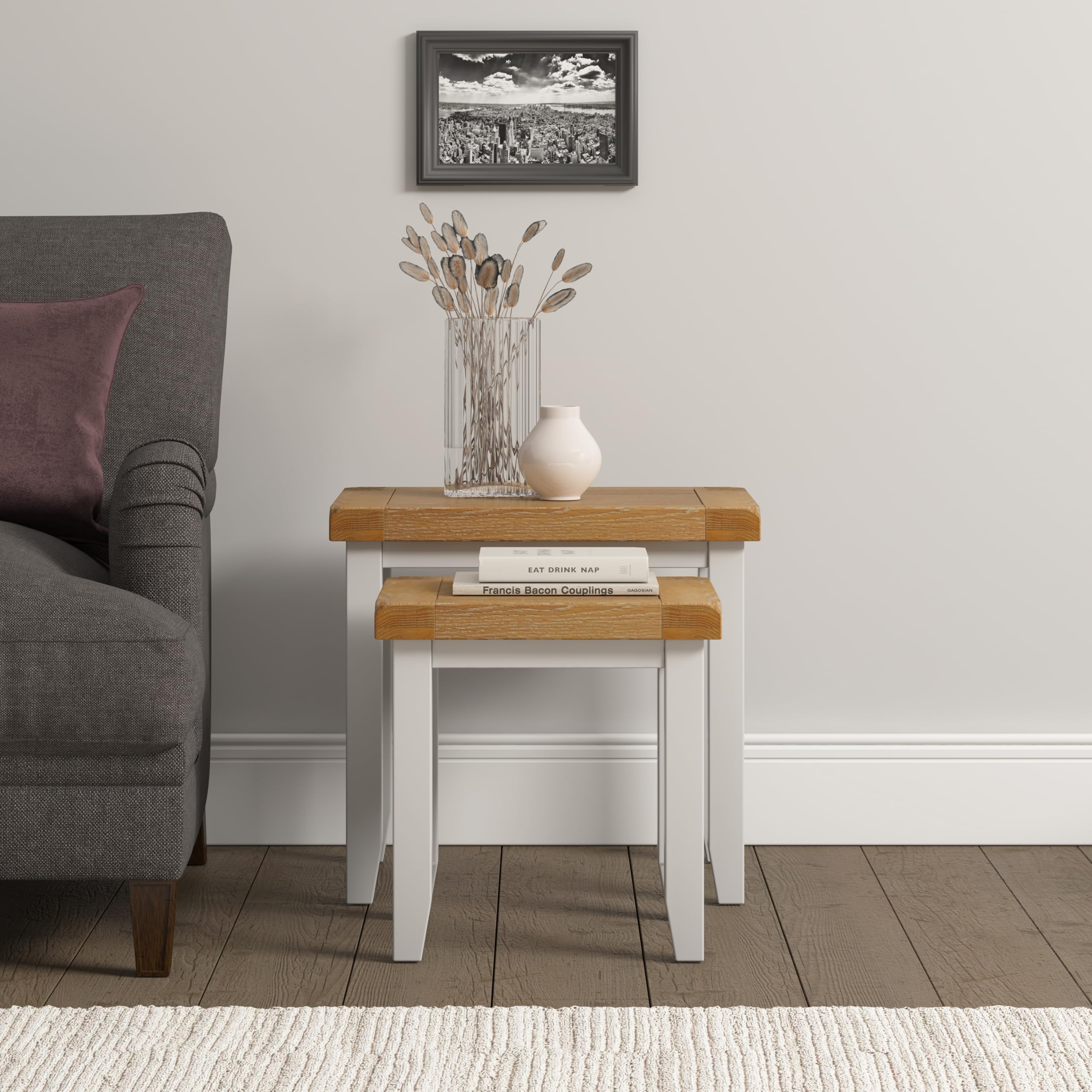 Seconique Windsor Nest Of 2 Tables in Ivory/Oak