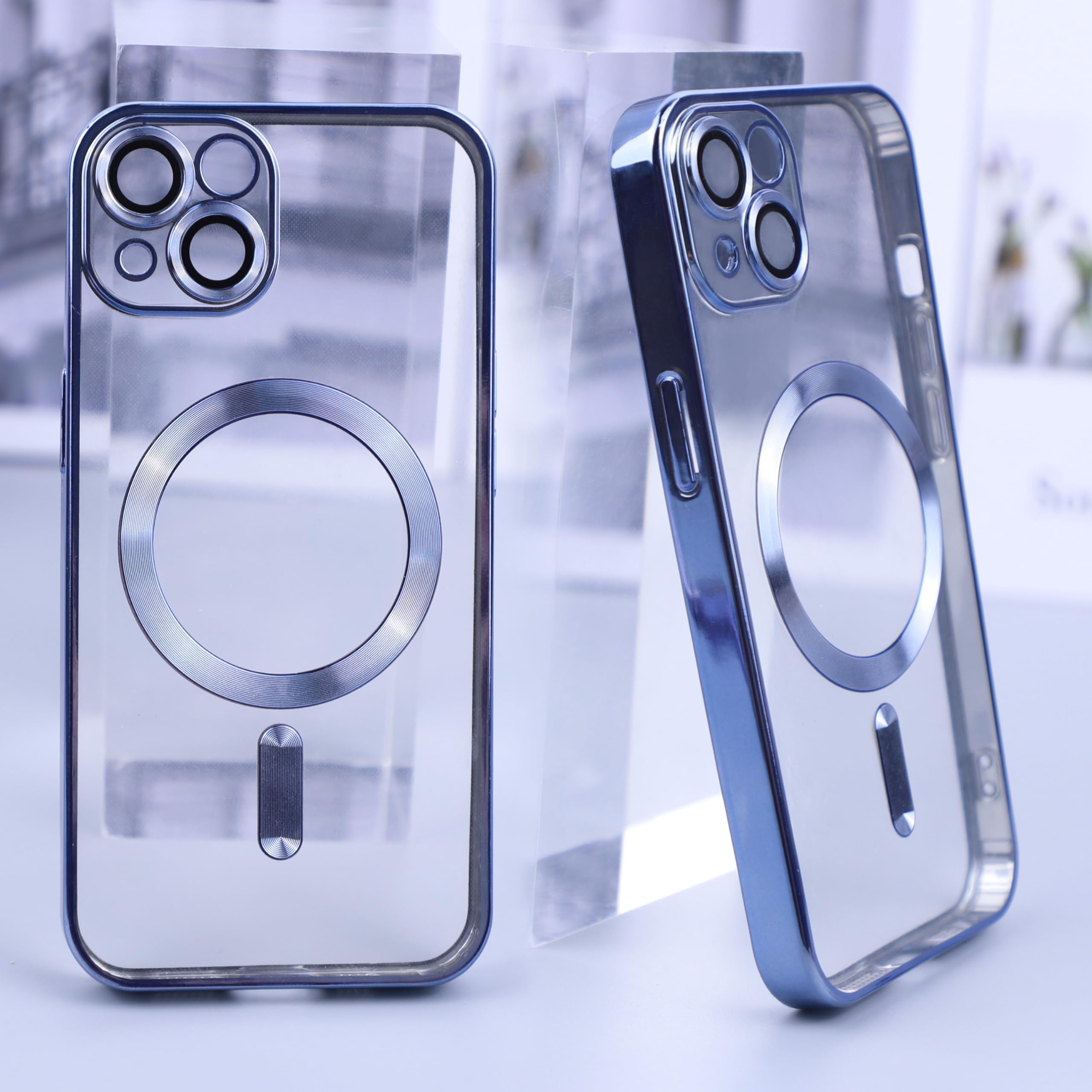 Cover Magnetica per iPhone 12/12 Pro [Compatibile con Mag Safe],Custodia iPhone12 / 12Pro con 2Pezzi Pellicola Protettiva in Vetro Temperato,Morbido TPU Protezione Case-Trasparente,6,1 Pollici