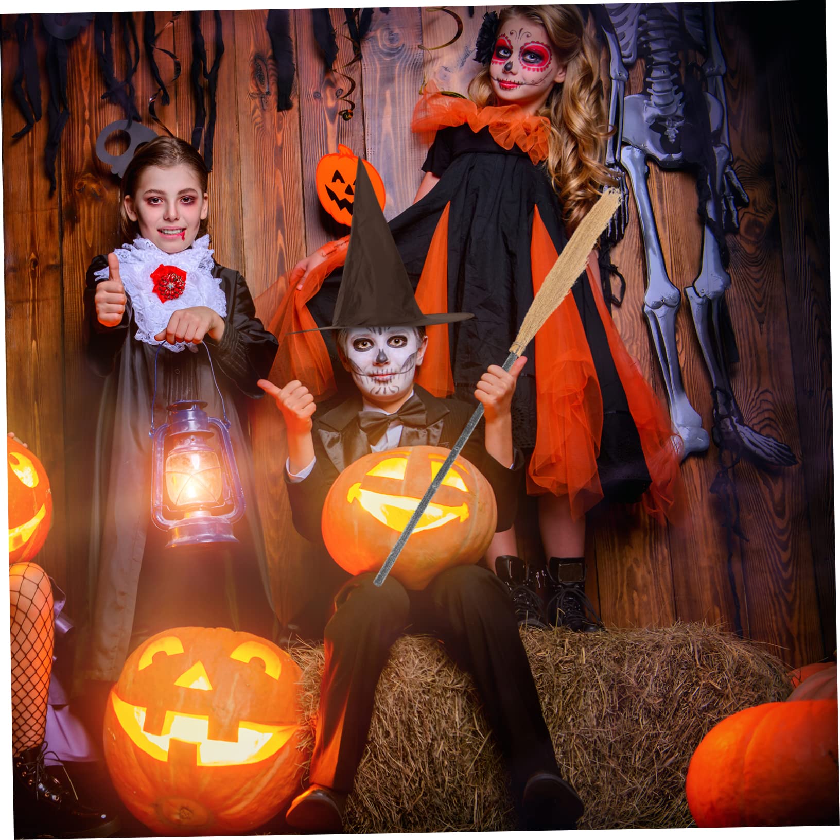 KOMBIUDA 2pcs Witch Broom Decor Halloween Performance Prop Foldable Broom Halloween Besom Witches Broom Halloween Props Cosplay Prop Halloween Broom Prop Broom for Halloween Plastic Yellow