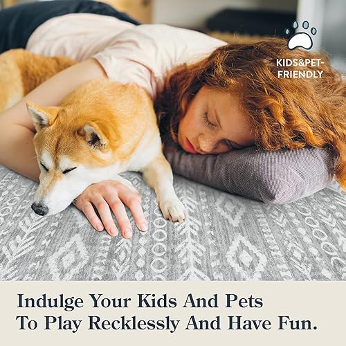 Miniatura 55 de Lahome Alfombras de cocina antideslizantes, lavables para entrada, estilo bohemio, blanco y negro, 2 x 3, alfombra de baño ultrafina con estampado