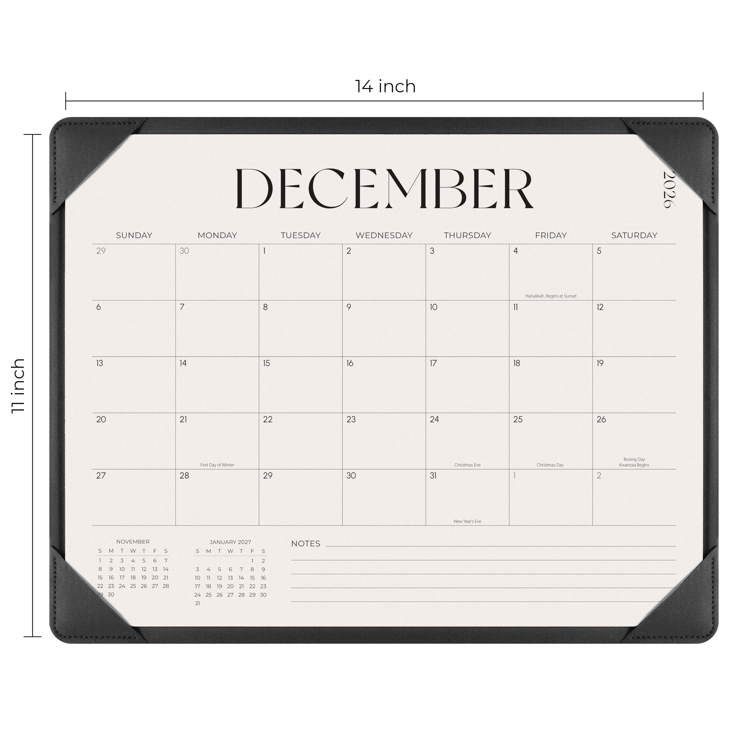 Calendario da scrivania semplificato 2026-2027 con tappetino da scrivania, calendario da gennaio 2026 a giugno 2027, 35 x 28 cm, calendario da scrivania per casa, ufficio e scuola, facile