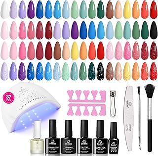 Beetles Gel Nail Polish Kit with Uv Light - 37Pcs 25 Colors Pink Red Blu...