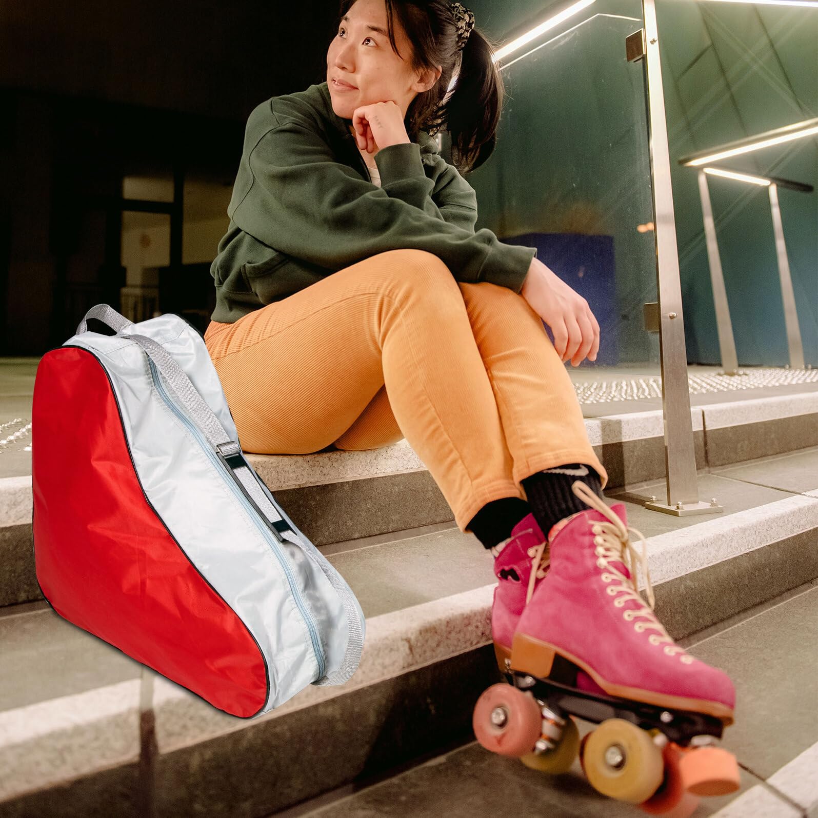 Alipis Rollschuhtasche in Großer Größe Aus Langlebigem Material Mit Tragegriff Für Kinder Skateschuh Aufbewahrung Und Transport Allgemein Für Inline- Und Rollschuhe Geeignet