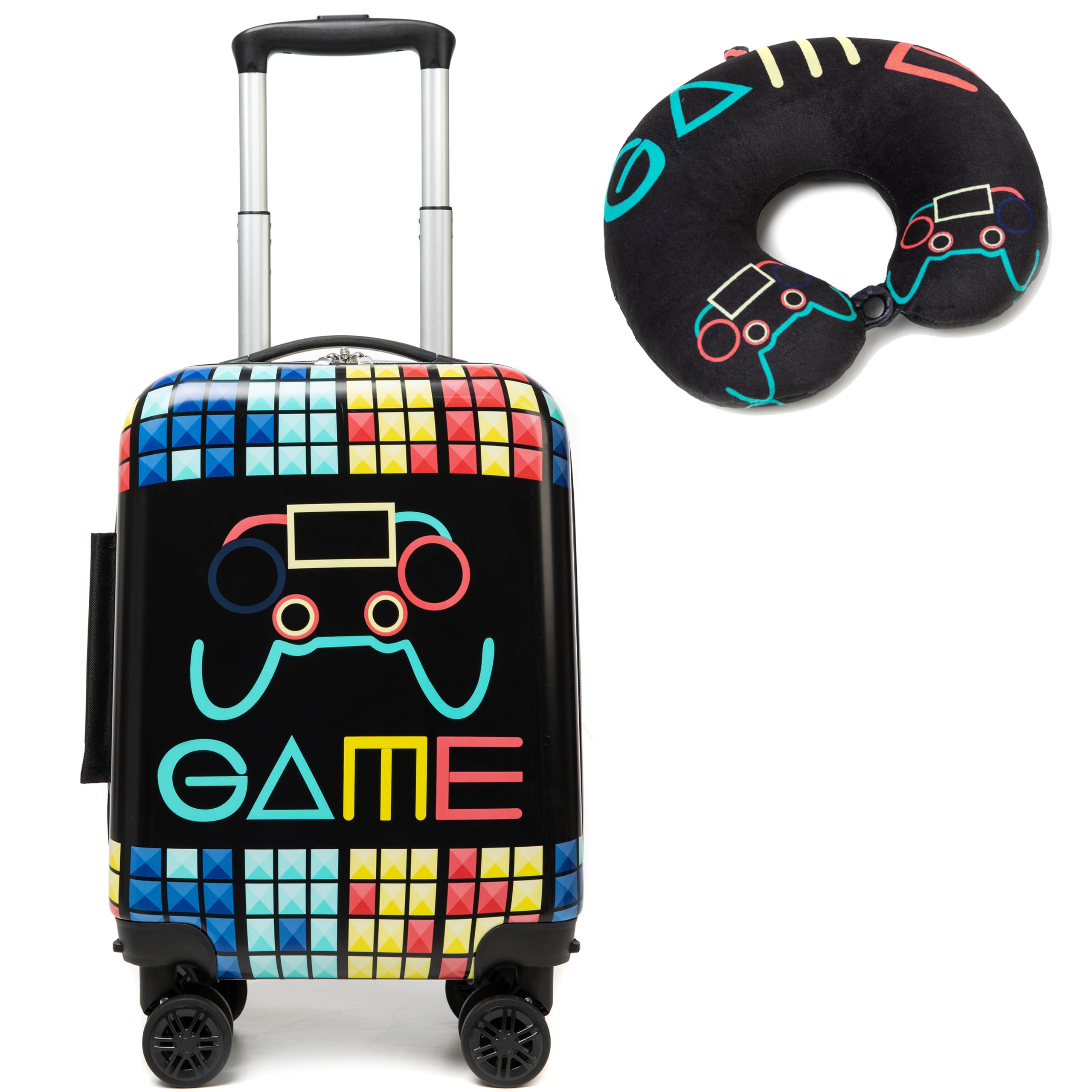 HTgroce 2tlg Kinderkoffer Set, Kinder Reisekoffer mit Kofferanhänger, Reisetrolley mit Rollen für Kinder Kinderkoffer Jungen